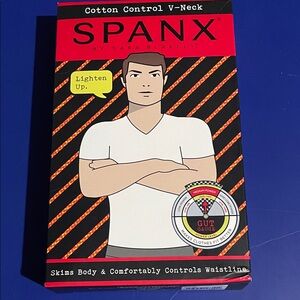 SPANX Cotton Control V-Neck in White NWT XL